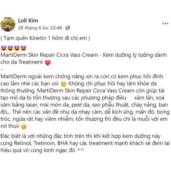 HÀNG NHẬP KHẨU - Kem Dưỡng B5 MartiDerm Skin Repair Cicra Vass Cream Dưỡng Ẩm Tái Tạo Phục Hồi Da Tổn Thương, Nhạy Cảm