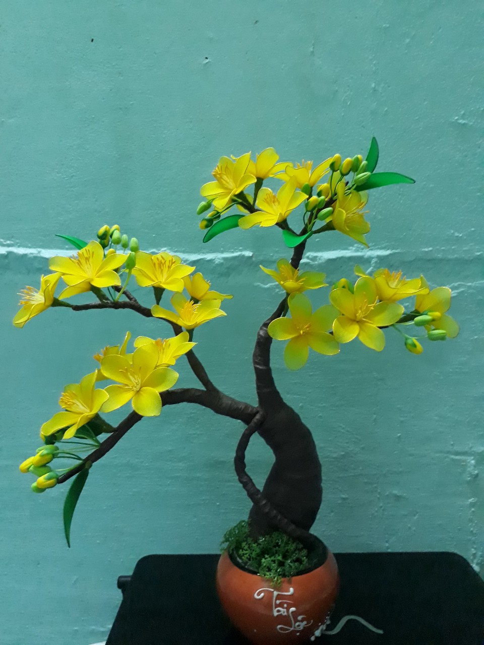 Combo 10 bông hoa mai thủ công, handmade bằng vải voan