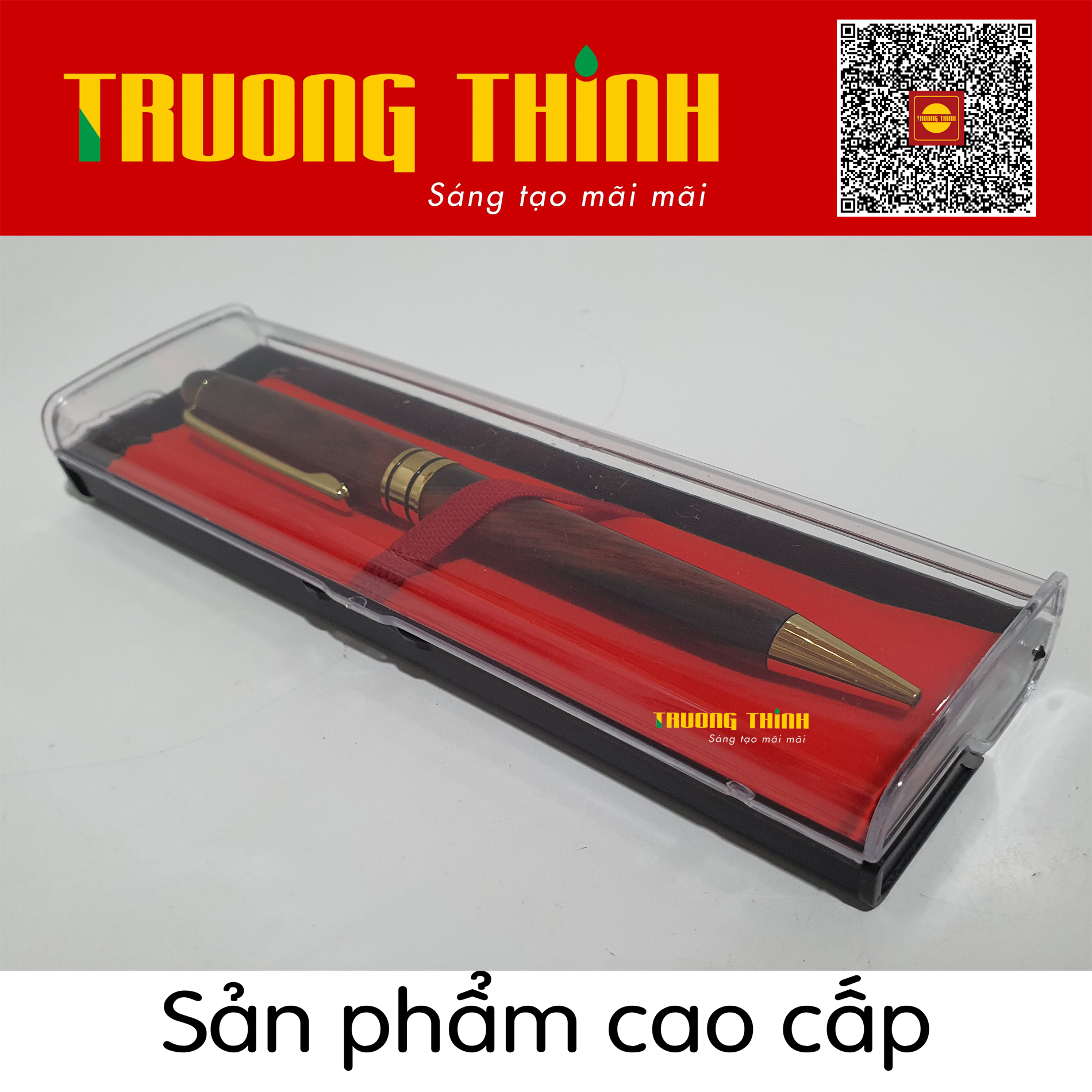 Bút Ký Gỗ Trắc Đỏ Đen Cao Cấp Chính Hãng Trường Thịnh Đẳng Cấp Doanh Nhân - Gắn Đồng Nguyên Khối . Loại Xoắn 15 cm