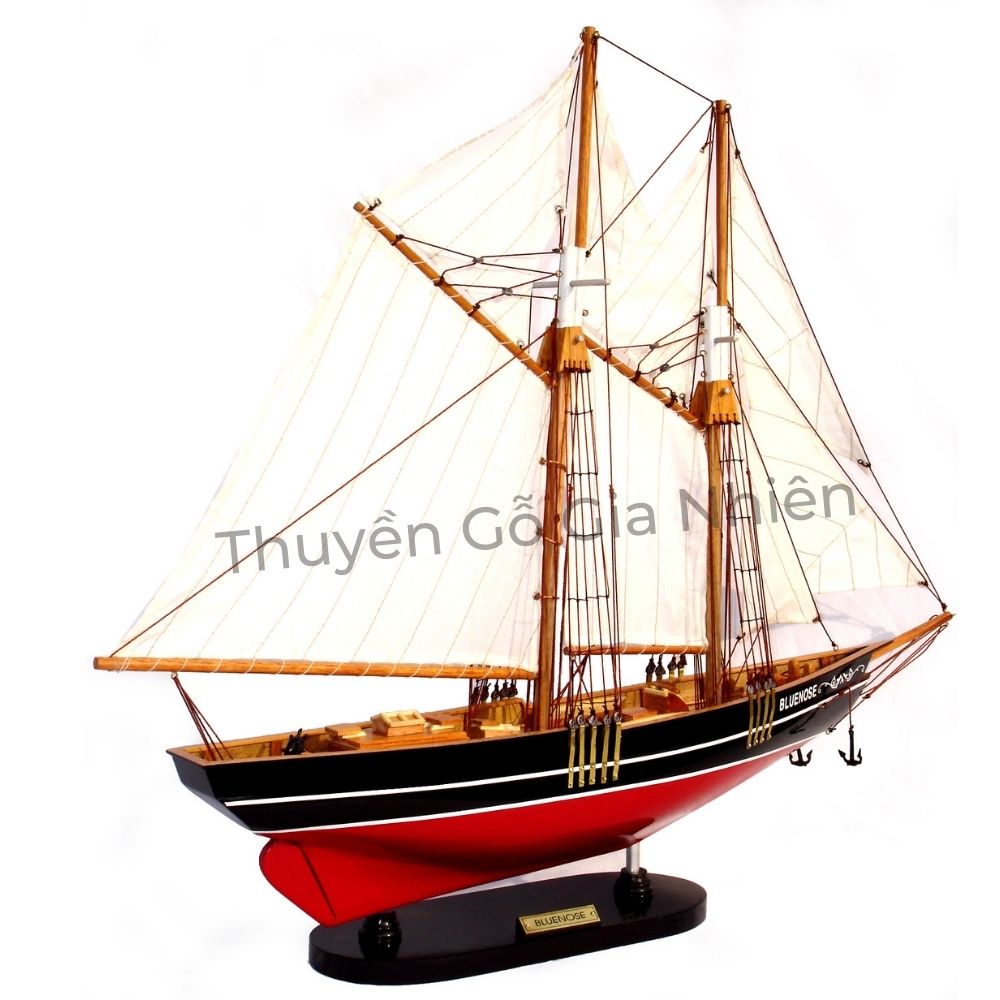 Mô Hình Thuyền Gỗ Phong Thủy Dạng Thuyền Buồm BLUENOSE PAINTED Chính Hãng Hàng Xuất Khẩu Chất Lượng Cao