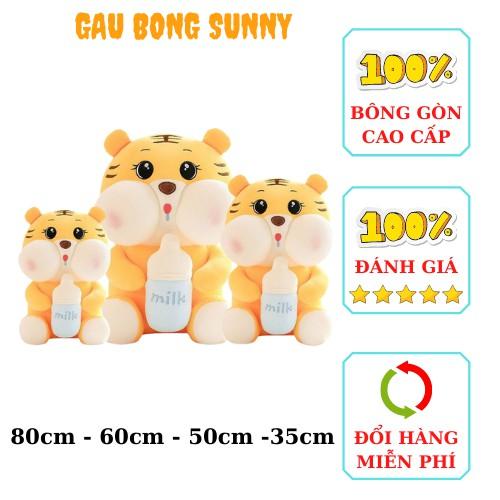 Gấu bông hổ ôm bình sữa siêu dễ thương – Quà tặng thú nhồi bông cọp má phệ bú bình – Size từ 50 cm đến 80 cm – Gối ôm hổ milk cho bé ngủ ngon