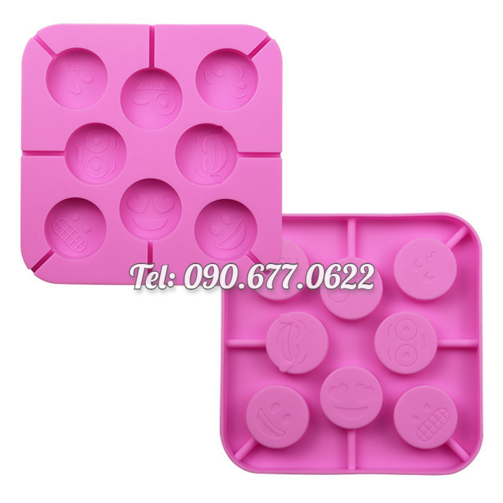 Khuôn silicone làm bánh, rau câu, socola, kẹo dẻo 8 mặt cười biểu cảm – Mã số 1216