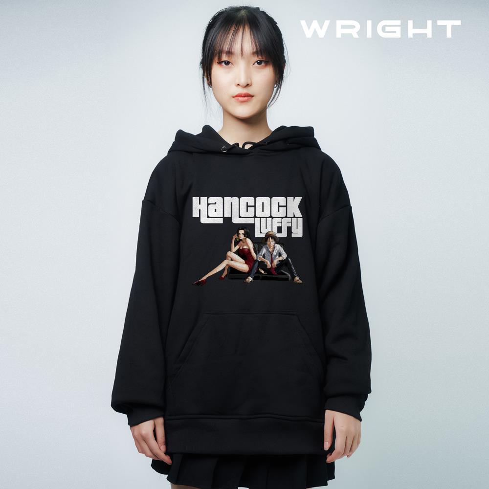 Áo hoodie anime nhân vật hoạt hình kết hợp Luffy x Boa Hancock One Piece oversize unisex
