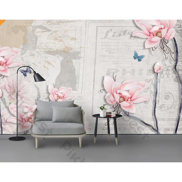 Tranh dán tường Hoa lan cổ điển hiện đại, tranh dán tường 3d hiện đại MS1036113