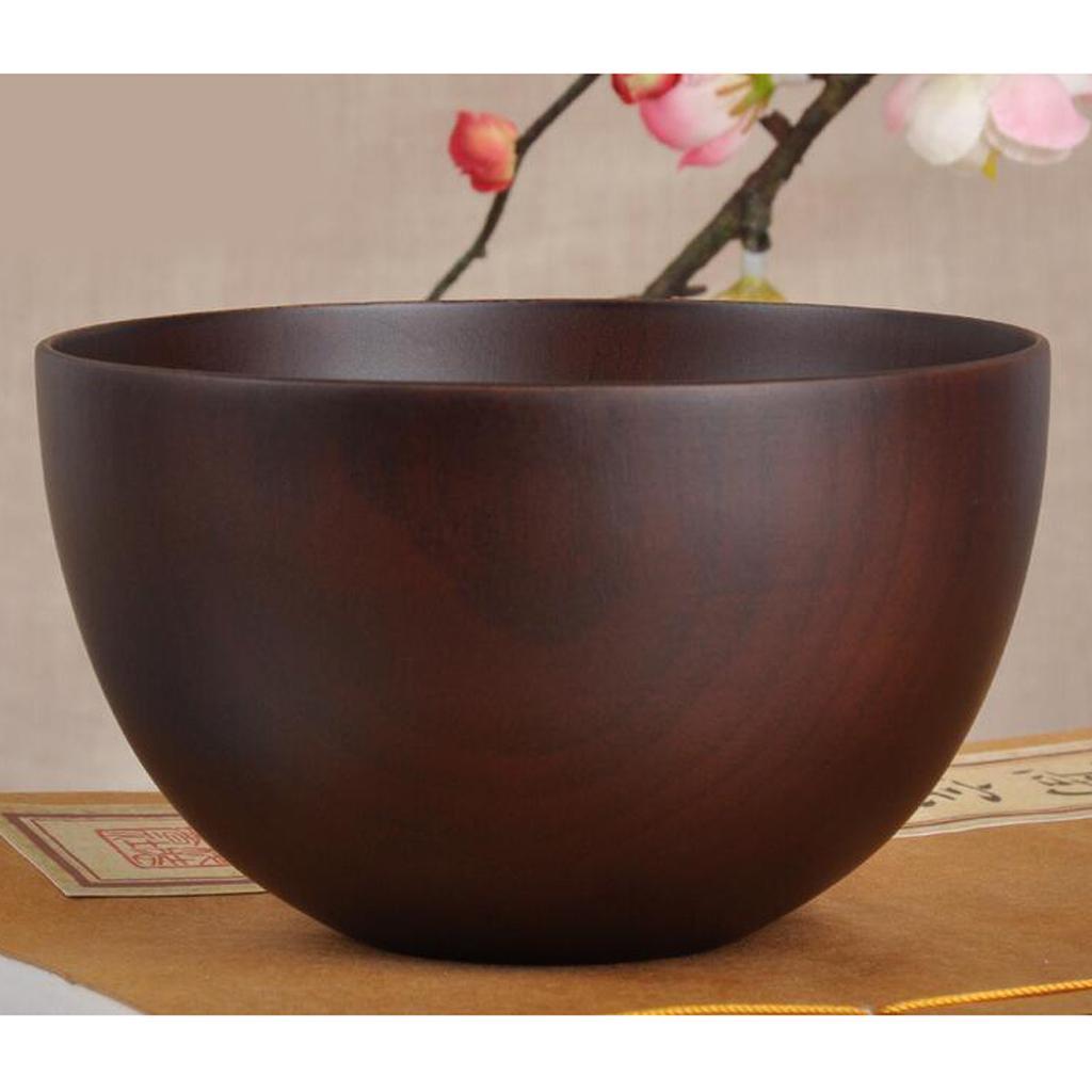 Set 2PCS Natural Wooden Bowl Rice Bowl Dessert Cereal Soup Bowl Table Decor