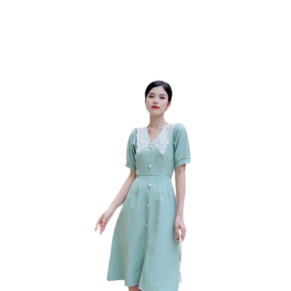 Đầm Váy Nữ Nhấn Nút Phối Cổ Xinh Xắn - QA00168