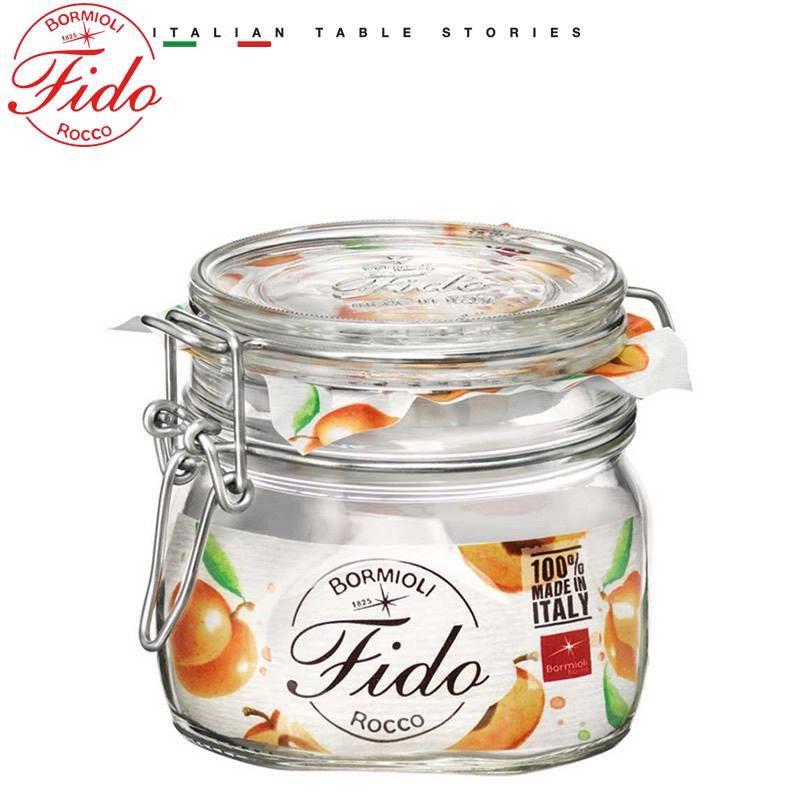 Hũ thủy tinh Italy Bormioli Rocco Fido 500ml, nắp ron gài kín hơi, cất trữ ngũ cốc, đường, cafe, ngâm dấm, muối chua