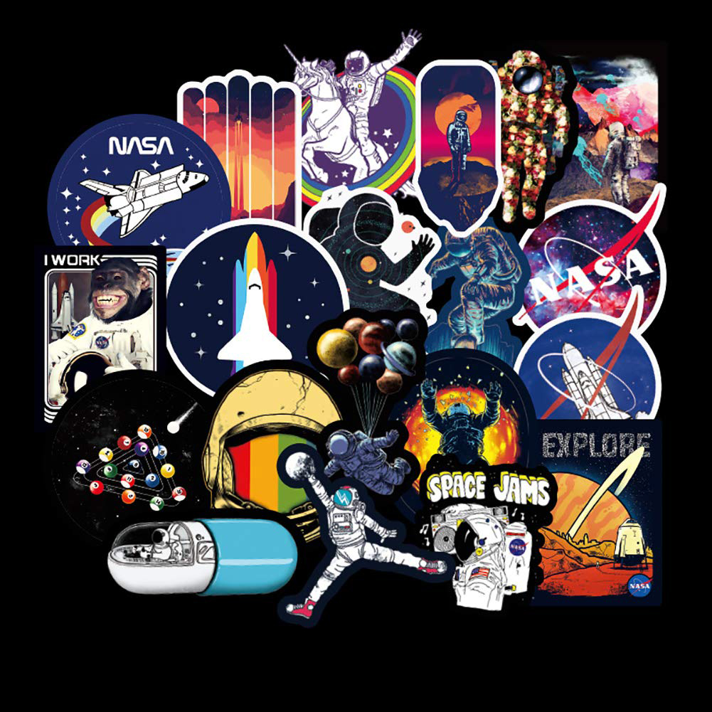 Set 30 Sticker NASA ảnh decal hình dán ép lụa