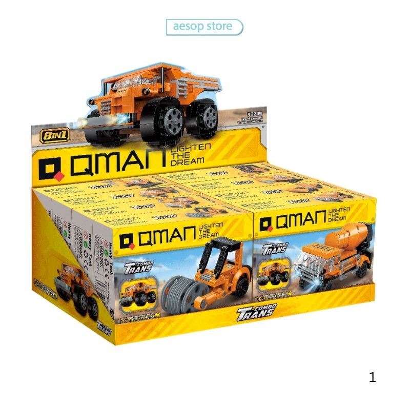 Hộp 8 bộ đồ chơi lắp ráp Mô hình Đội xe công trình Qman 42204 (437 mảnh ghép)