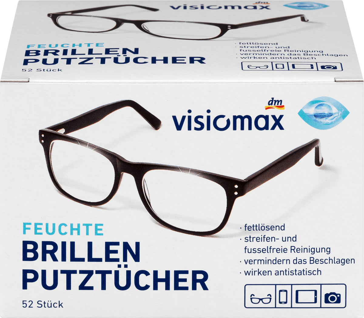 Khăn giấy lau kính, lau điện thoại VISIOMAX, 52 tờ/Hộp