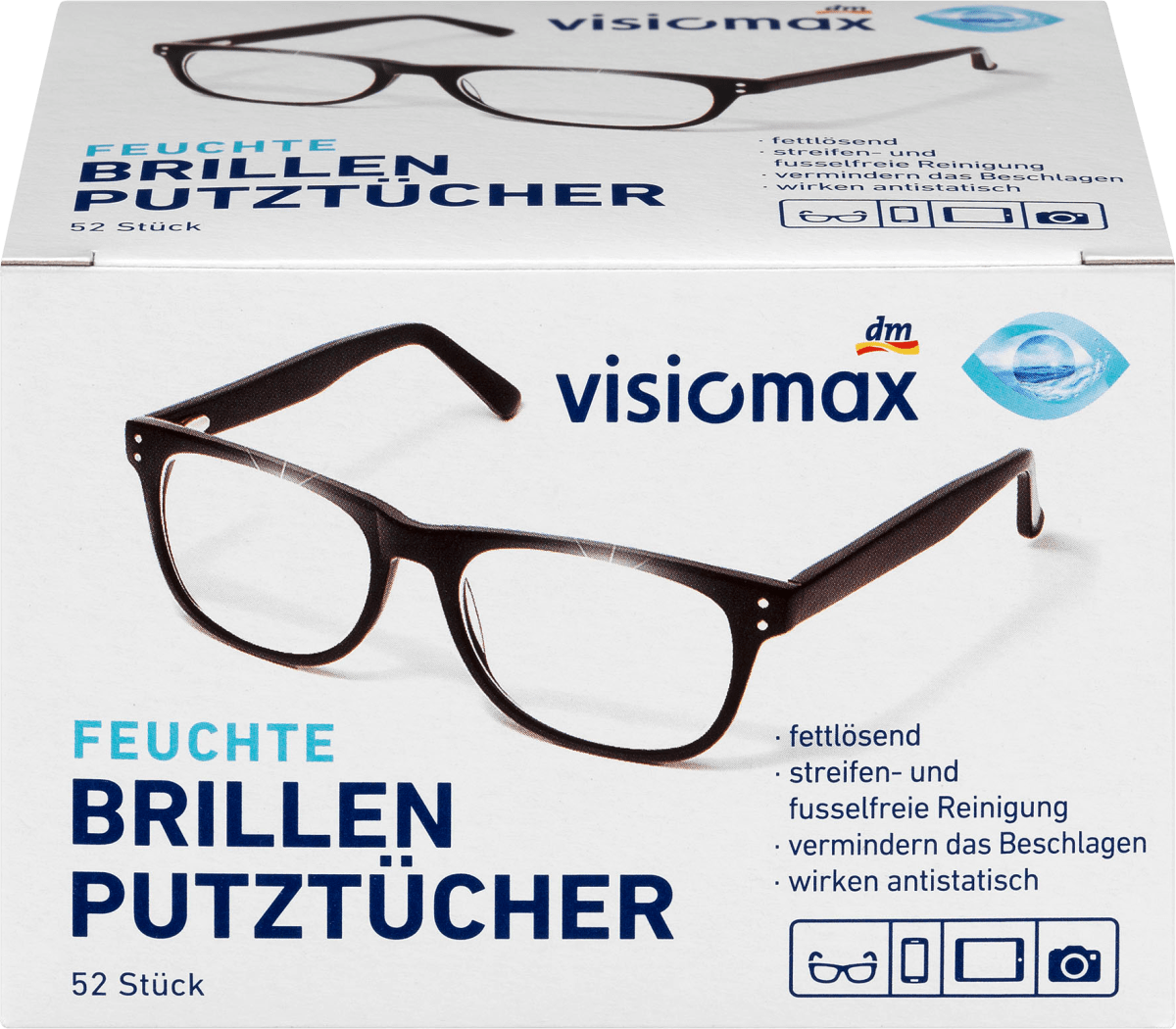 [Hàng nhập khẩu Đức] Khăn giấy lau kính, lau điện thoại VISIOMAX, 52 tờ/Hộp