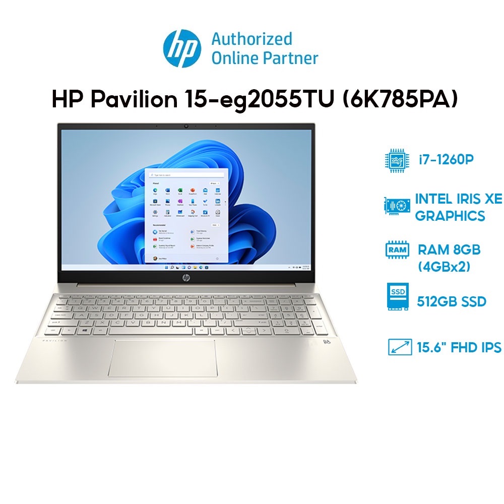 Laptop HP Pavilion 15-eg2055TU (6K785PA) (i7-1260P | 8GB | 512GB | Intel Iris Xe Graphics | 15.6' FHD | Win 11) Hàng chính hãng