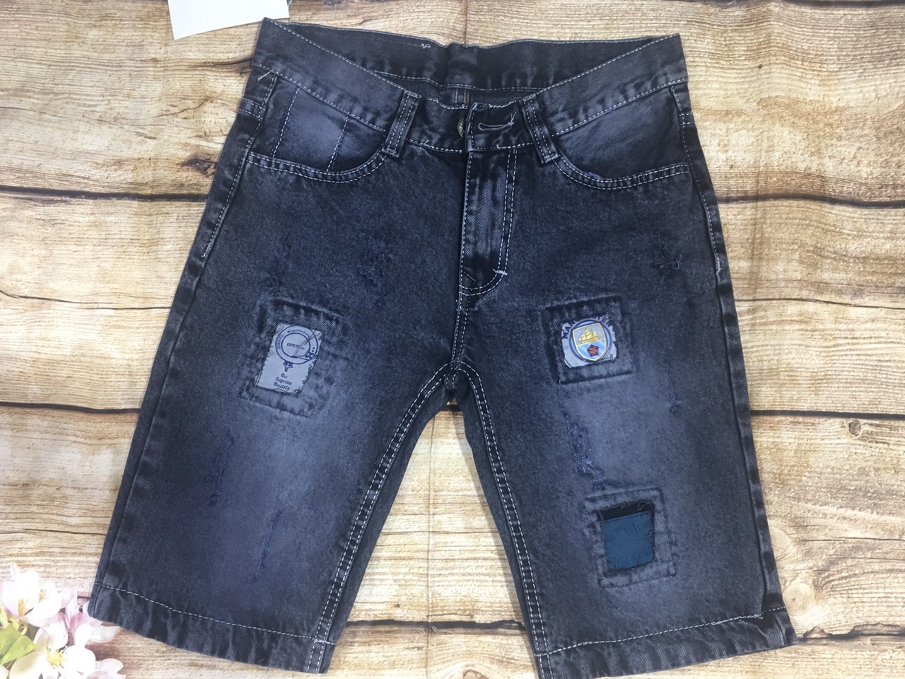 quần short jean nam mẫu mới rách phối