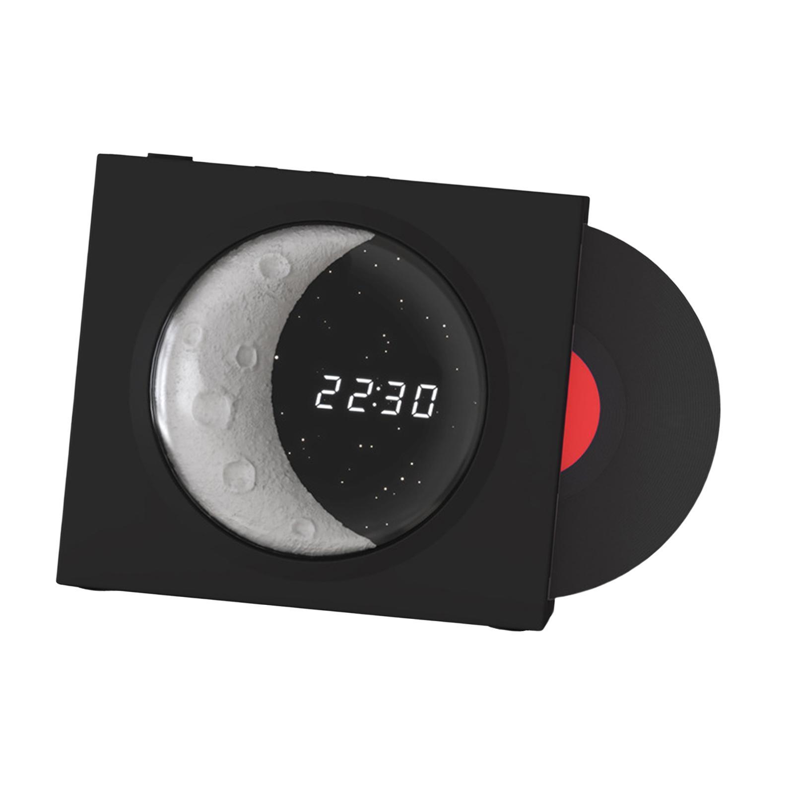 Vinyl Player Speaker, Speaker with Clock HiFi Sound Night Light Sound Box 360° Stereo Sound Vintage Portable Speaker for Home, Office, Party