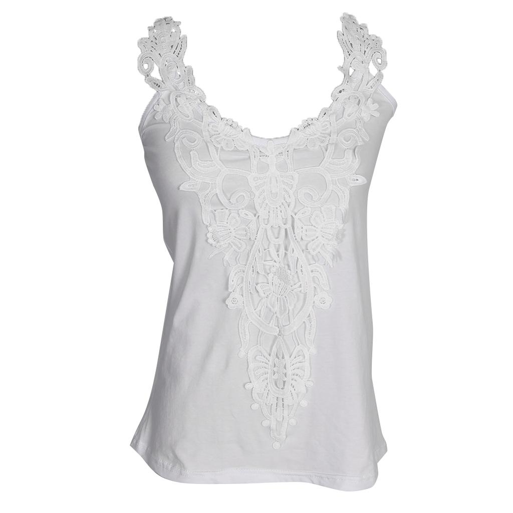 Girls Ladies Women Cotton Tank Tops Sleeveless Lace Vest Blouse Crop Top