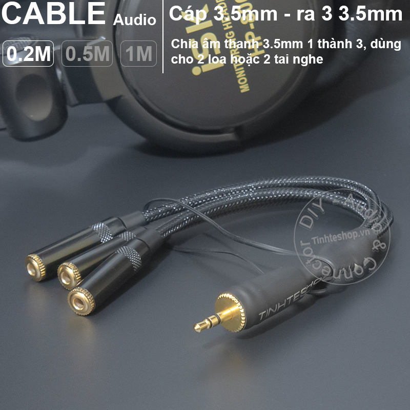 Cáp chia âm thanh 1 ra 3 dùng đồng thời cho tai nghe, loa - 3.5mm splitter cable 1 to 3
