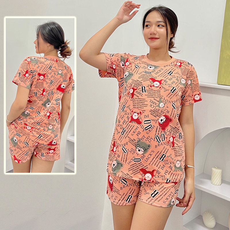 Đồ bộ mặc nhà quần đùi DN2 - Đồ bộ cotton quần đùi mặc nhà - Bộ đồ nữ mặc nhà 