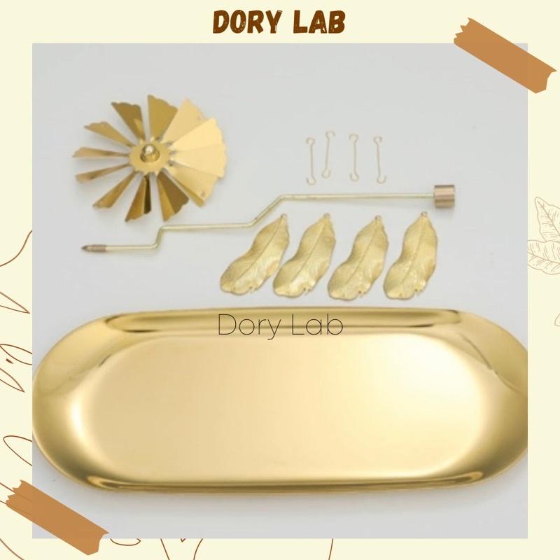 Khay Đựng Nến Thơm Kèm Chong Chóng Xoay Màu Vàng Kim Sang Trọng, Phụ Kiện Decor Nến - Dory Lab