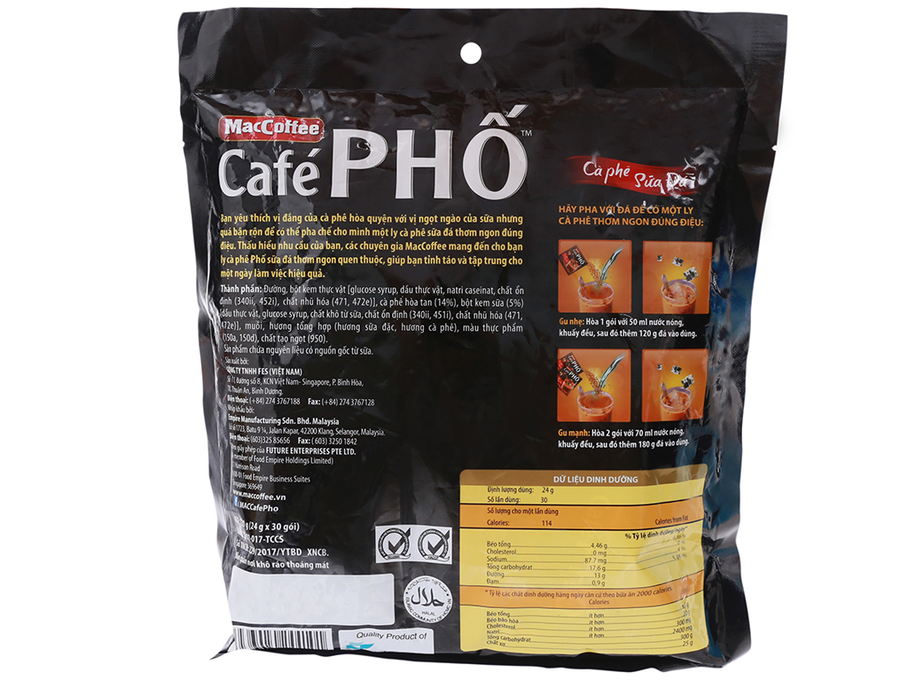 Hình ảnh Cafe Phố sữa hoà tan MacCoffee- Bịch 30gói x 24g