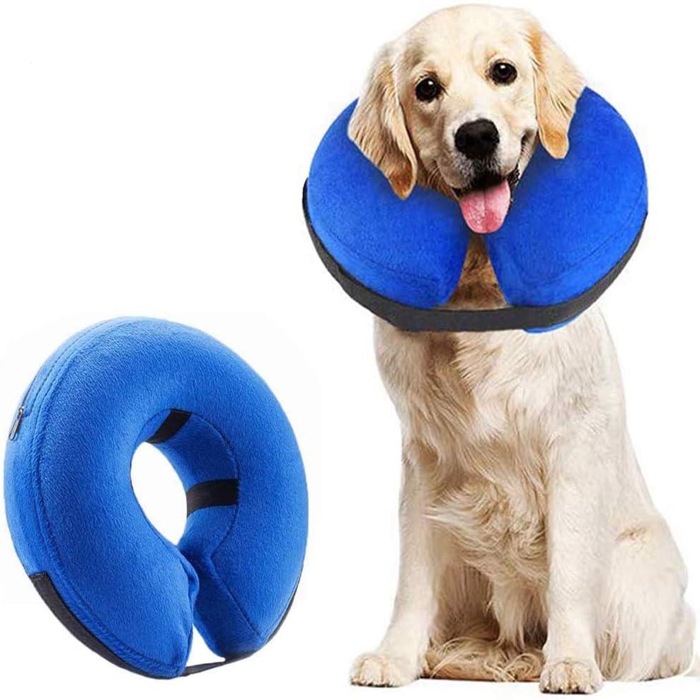 Cổ áo để bảo vệ chó bảo vệ áo choàng cổ áo Cổ áo Chó bảo vệ cho vật nuôi có thể điều chỉnh cổ áo bảo vệ có thể điều chỉnh với Velcro Bleu