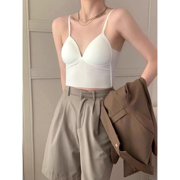 M47. Áo bra su trơn, áo 2 dây croptop kiểu nữ đẹp sang chảnh 2022 có sẵn mút ngực