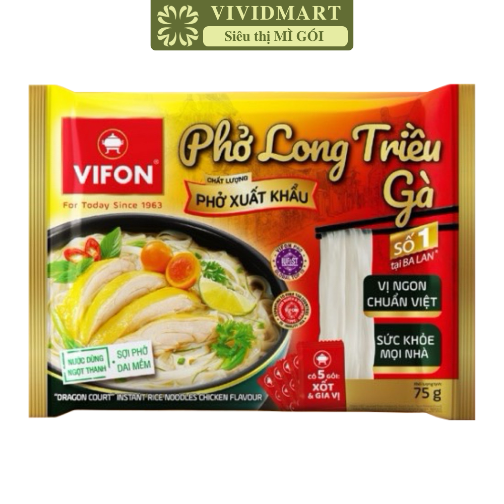 VIFON - Phở Long Triều hương vị Gà, Long Triều phở gà Long Triều, Phở gà Vifon, Phở Vifon xuất khẩu (75g/gói)