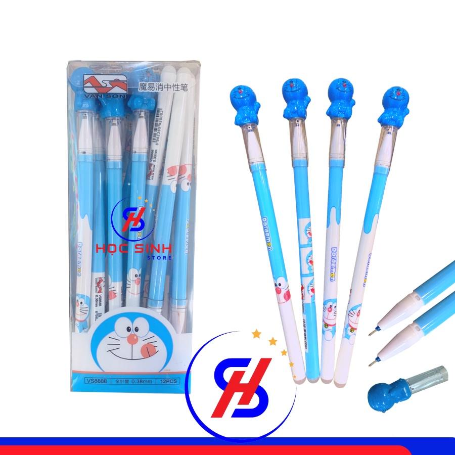 Hộp 12 Cây Viết Gel Xóa Được Doreamon Ngòi 0.38mm Vân Sơn Vs8888 ( Xanh, tím )