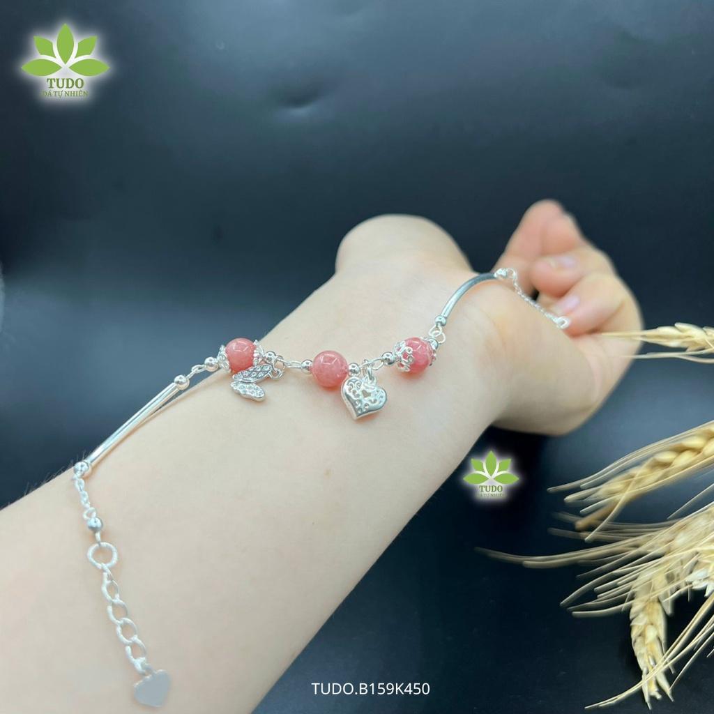 Vòng Tay Nữ Đẹp - Vòng Phong Thủy Đa Mệnh TUDO B159K450 VCBDAOH Charm Bạc Trái Tim, Hồ Điệp - Tình Duyên Như Ý