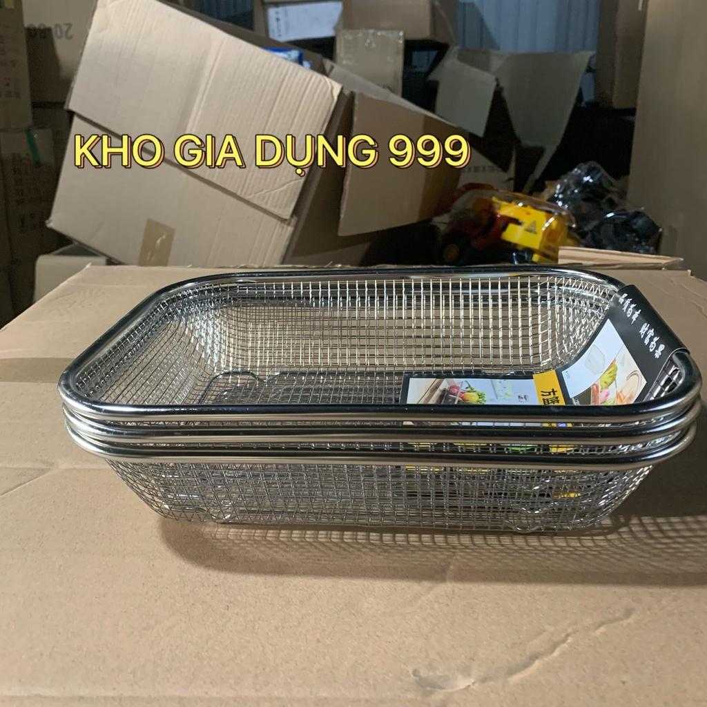 BỘ 3 RỔ VUÔNG INOX ĐỰNG HOA QUẢ, RAU CỦ