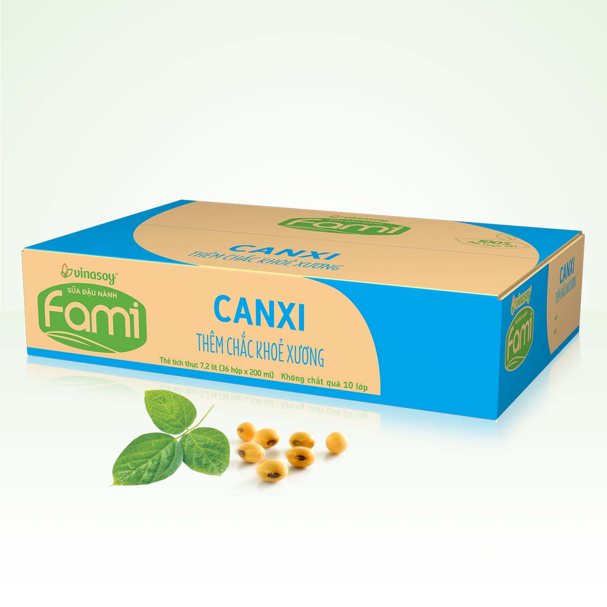 Thùng sữa đậu nành Fami Canxi Nguyên vị (200ml x 36 hộp