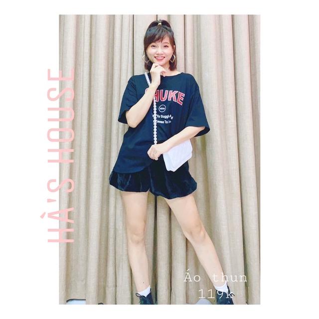 Áo thun form rộng in chữ cá tính - Freesize 40kg - 60kg