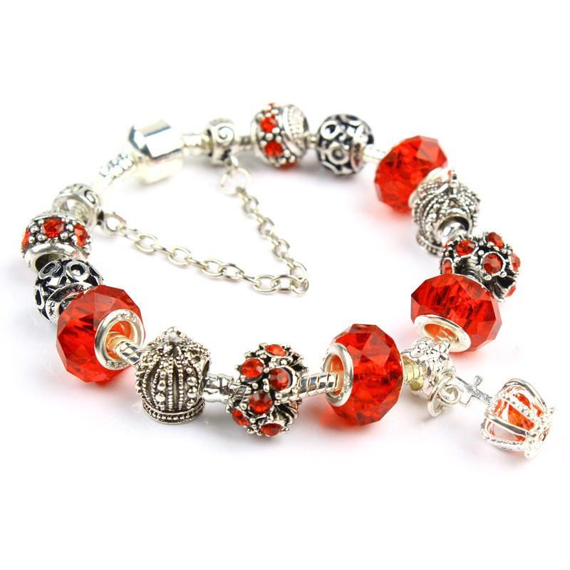 Lắc tay pha lê phối charm vương miện