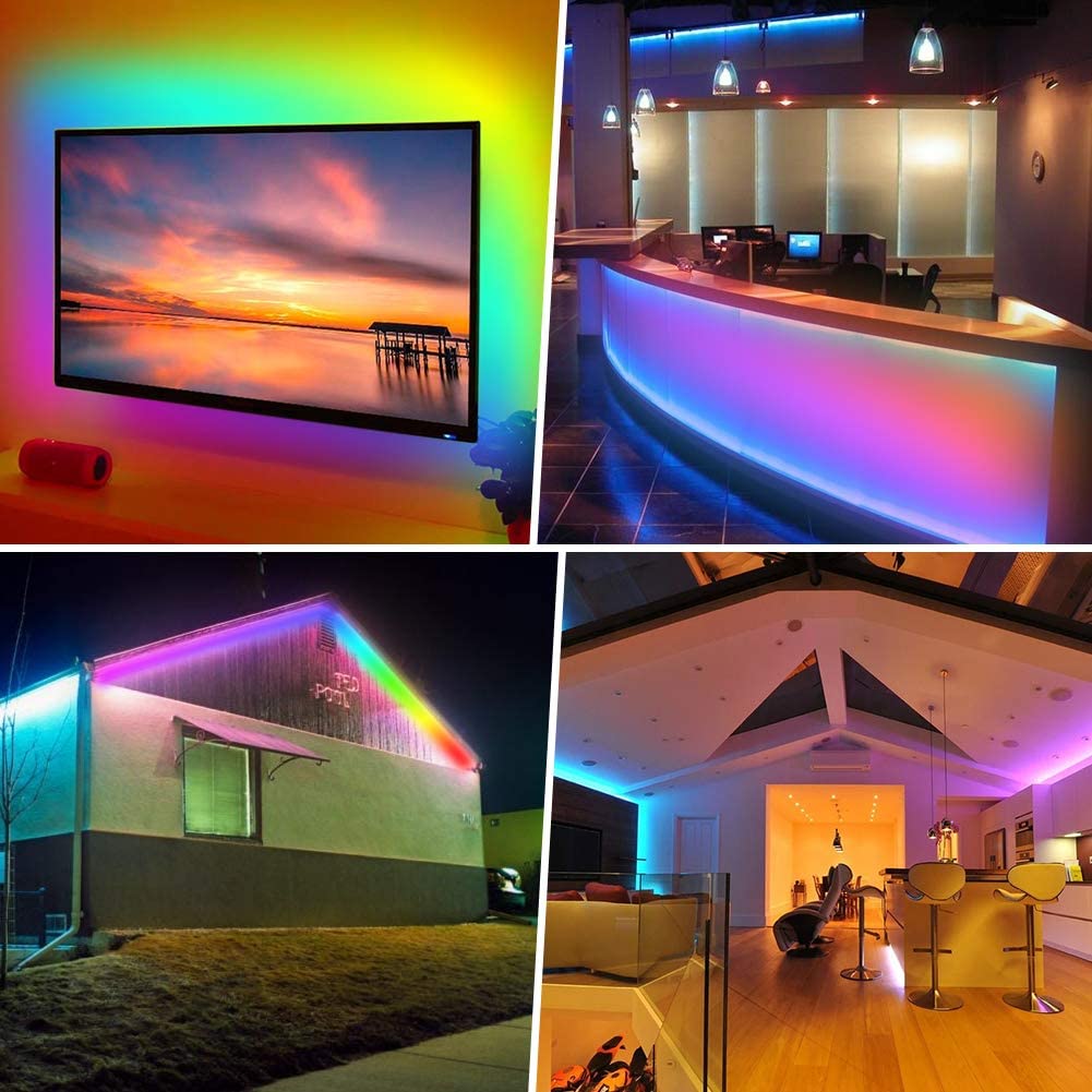 Bộ đèn Led dây dán RGB đổi màu điều khiển từ xa chọn màu đứng yên, nhấp nháy strip light trang trí quay Tiktok dán tường, bàn máy tính, chống nước bền đẹp
