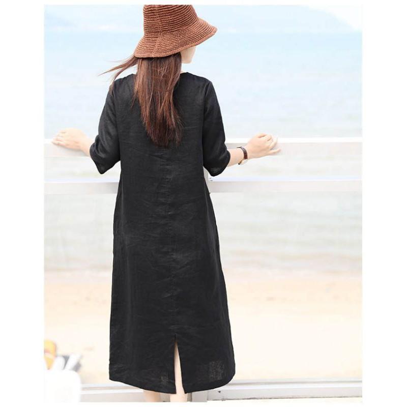 Đầm Linen cổ tim