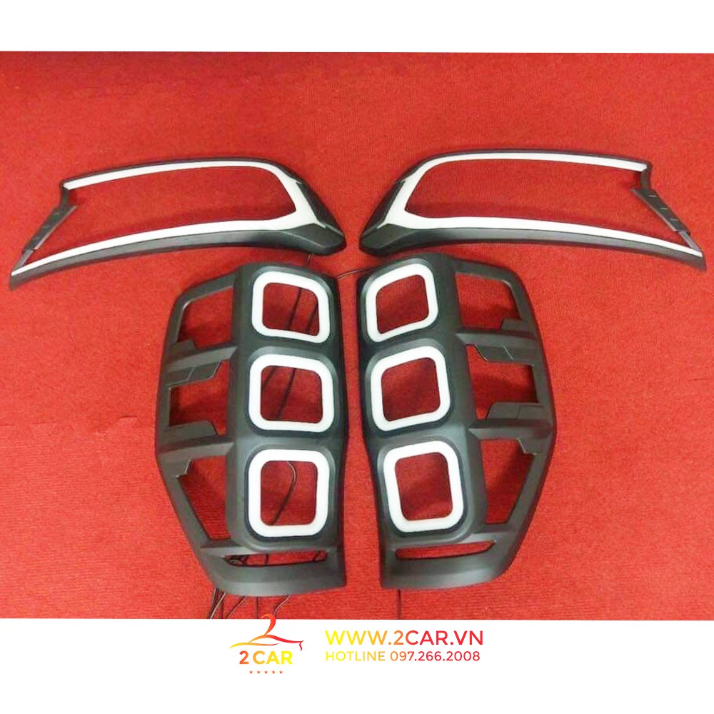 Ốp viền đèn Pha, Hậu xe Ford Ranger 2015-2021 có đèn LED siêu sáng, siêu đẹp