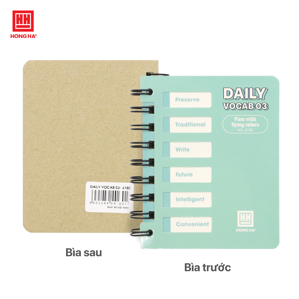 Sổ tay lò xo ghi chép học từ vựng Daily Vocab 03 Hồng Hà 200 trang - 4180