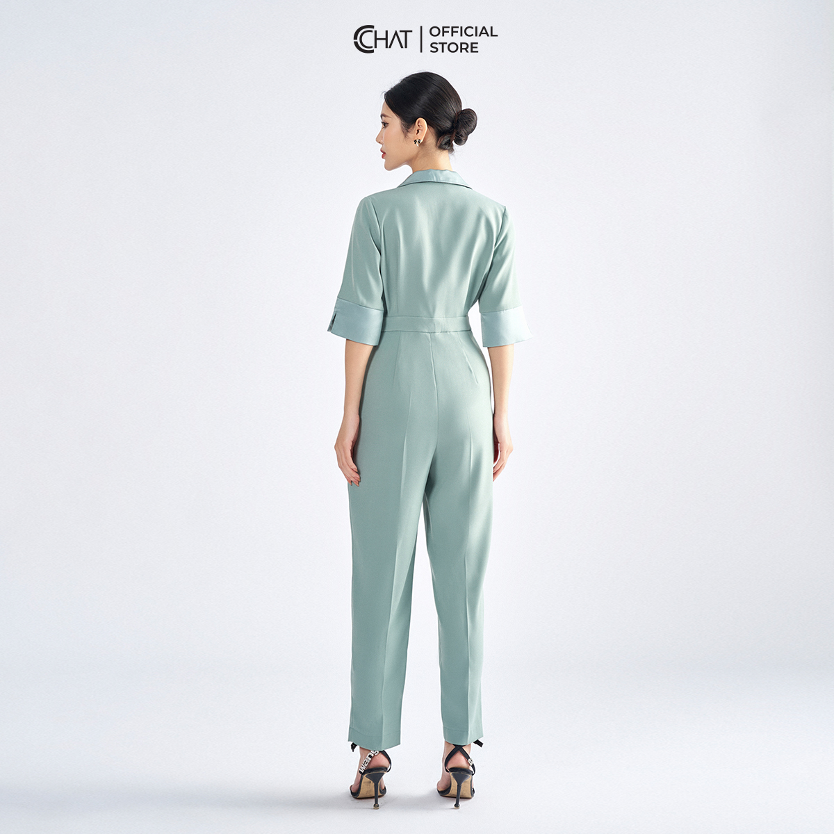 Jumpsuit Nữ  Kiểu Áo Cổ 2 Ve Phối Tay Chất Tuytsi Mềm Mịn 62JNS8003BT