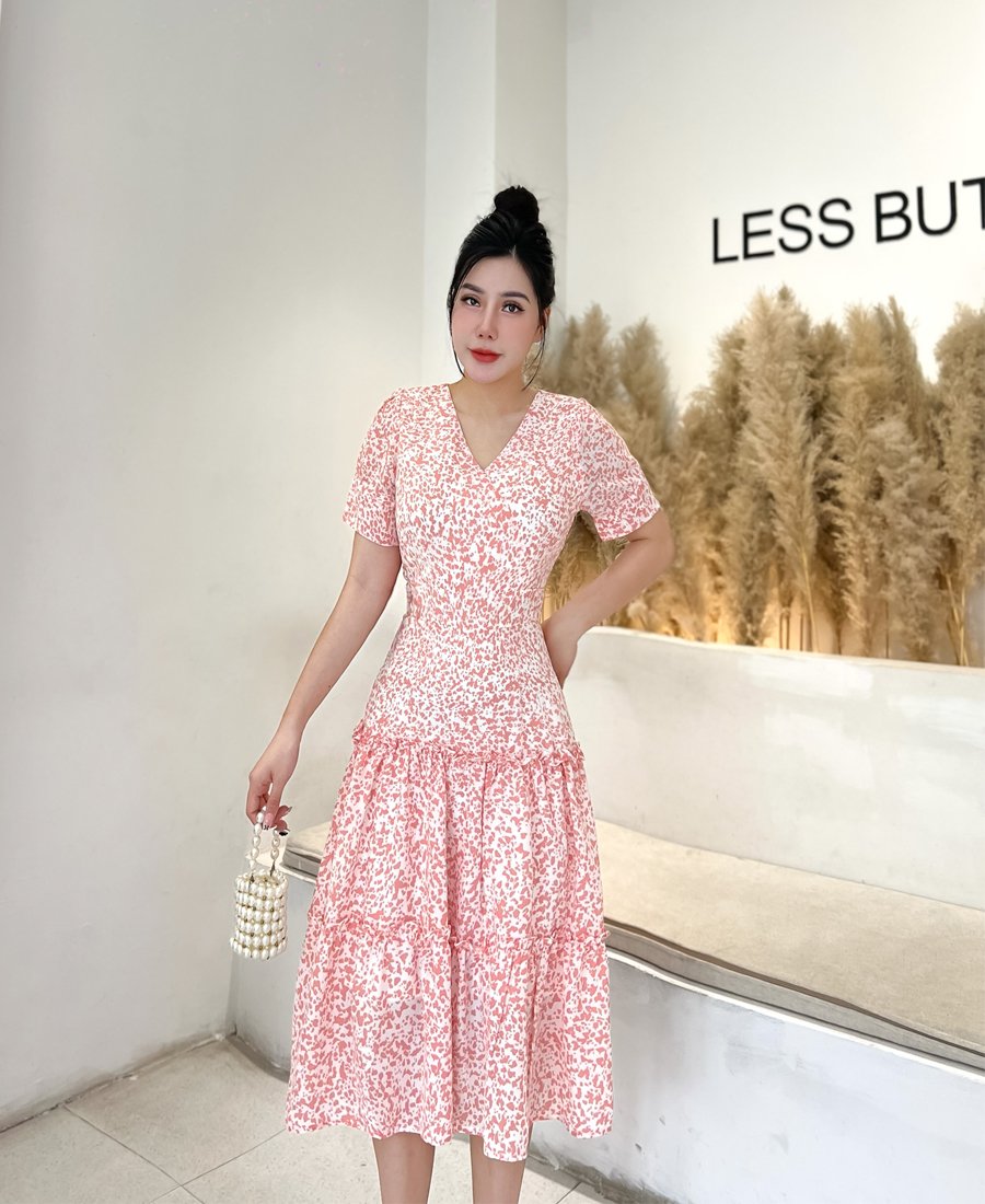 Đầm vol 3 tầng cổ đắp chéo sang trọng D067- Lady fashion- Khánh Linh Style