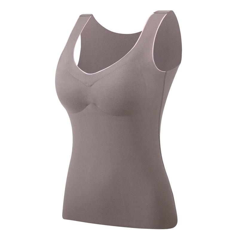 Thời Trang Áo Sinh Nhiệt Phụ Nữ Không Tay Mỏng Thun Nhung Đệm Ngực Chắc Chắn Nhiệt Vest Đầu Giữ Ấm Nhiệt Nữ Quần Lót