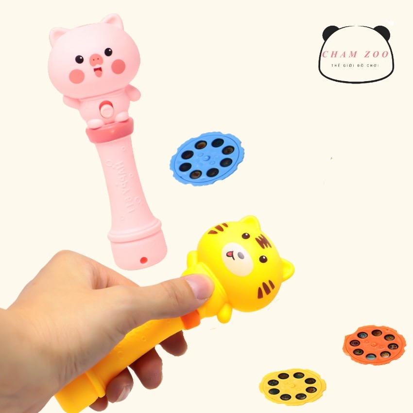 Đèn Pin Chiếu Hình Hổ Vàng/ Heo Hồng 24 Hình Hoạt Hình Kèm Pin Sẵn Đồ Chơi Bé Trai Bé Gái