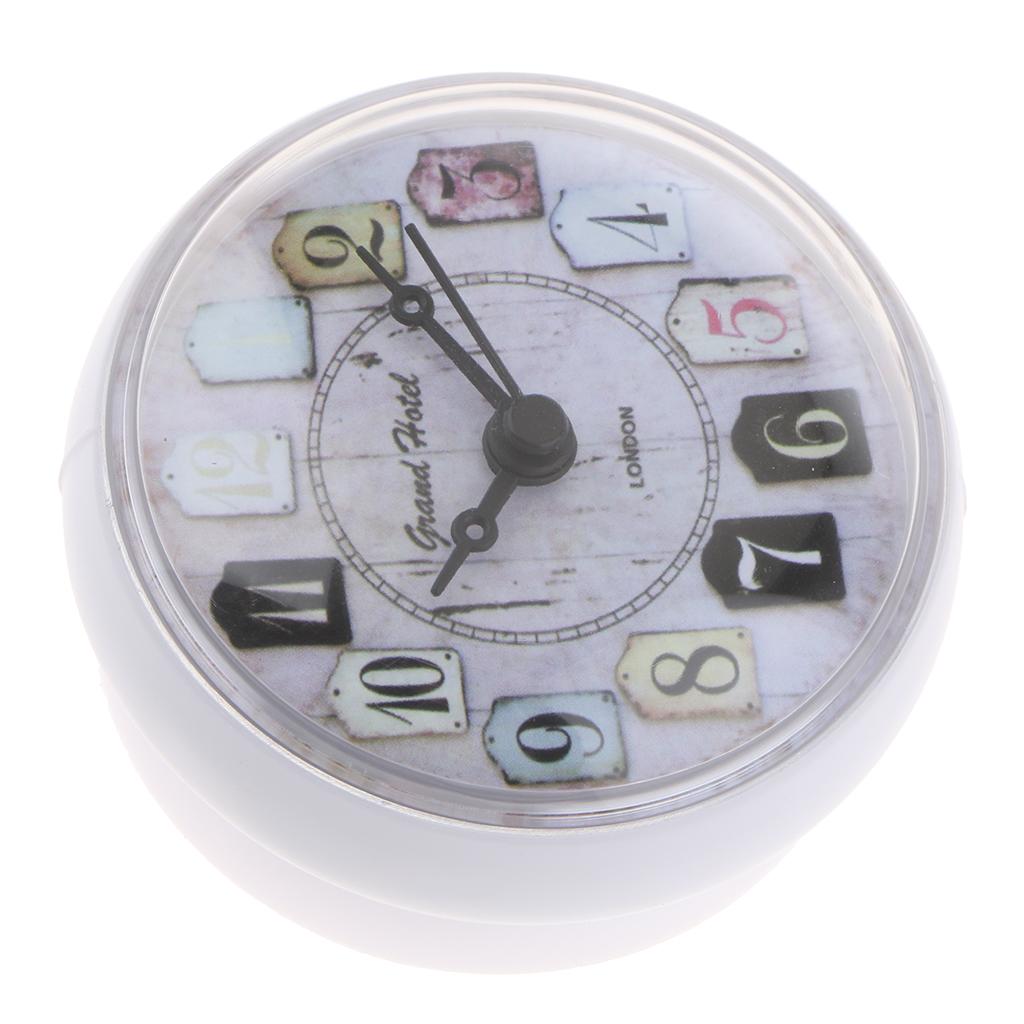 European Style Small Waterproof Round Clock for Bathroom Suction Up Mirror Window Clock, Pink/ White