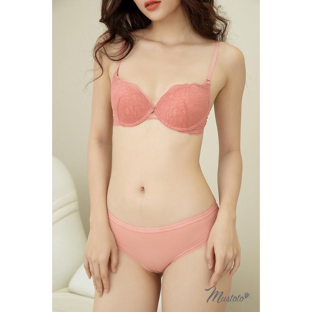 Áo Lót Nữ Mút Vừa 2cm Có Gọng Nâng Ngực Ren Flex Camellia Hồng Cam