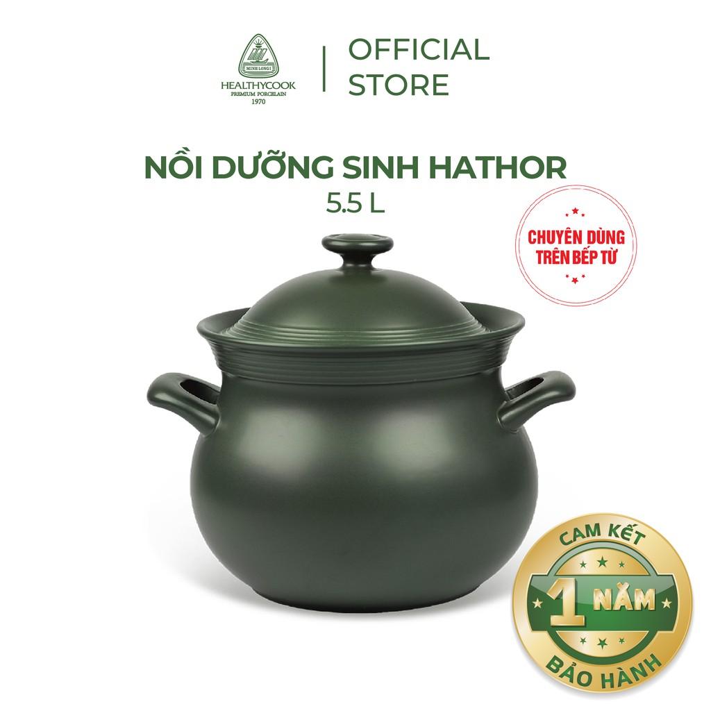 Nồi sứ dưỡng sinh Minh Long - Hathor 5.5 L + nắp dùng cho bếp từ