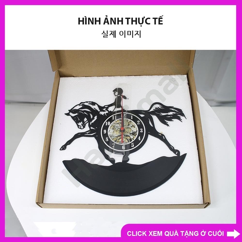 Đồng hồ treo tường decor Đồng hồ cô gái cưỡi ngựa tặng kèm Pin Hàng nhập khẩu nội địa cao cấp