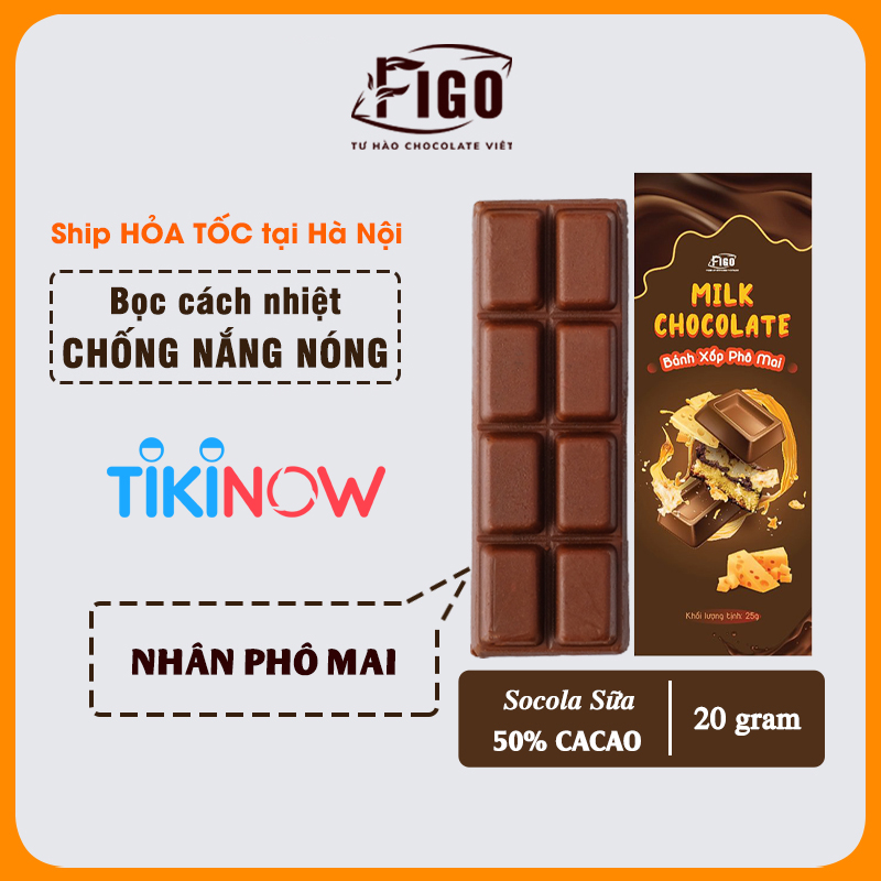 [ƯU ĐÃI] 30 Hộp Socola sữa MIX đủ 7 vị FIGO Chocolate 50% Cacao Hạnh nhân Hạt điều Dừa,.. Thanh 20gr