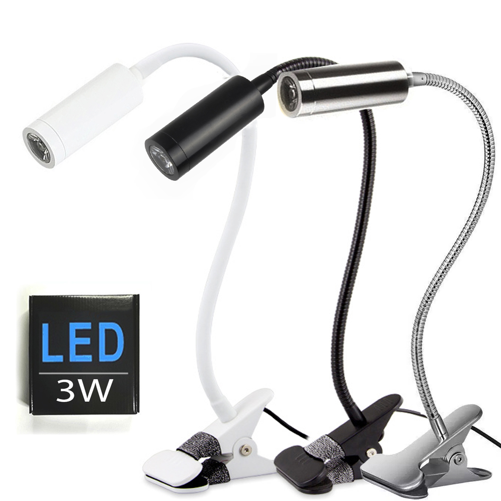 Đèn đọc sách kẹp bàn đầu giường Led 3W, Ánh sáng chiếu rọi, Nguồn USB 5V