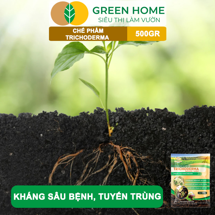 Nấm Đối Kháng Trichoderma GreenHome, Bao 500gr, Ủ Phân Hữu Cơ, Ủ Rác, Khử Mùi Hôi, Cải Tạo Đất