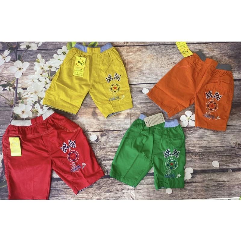 Quần Bé Trai Size 13-25Kg, 2 Tuổi Đến 7 Tuổi, Quần Jean Thêu Bóng Cờ, Quần Short Co Giãn