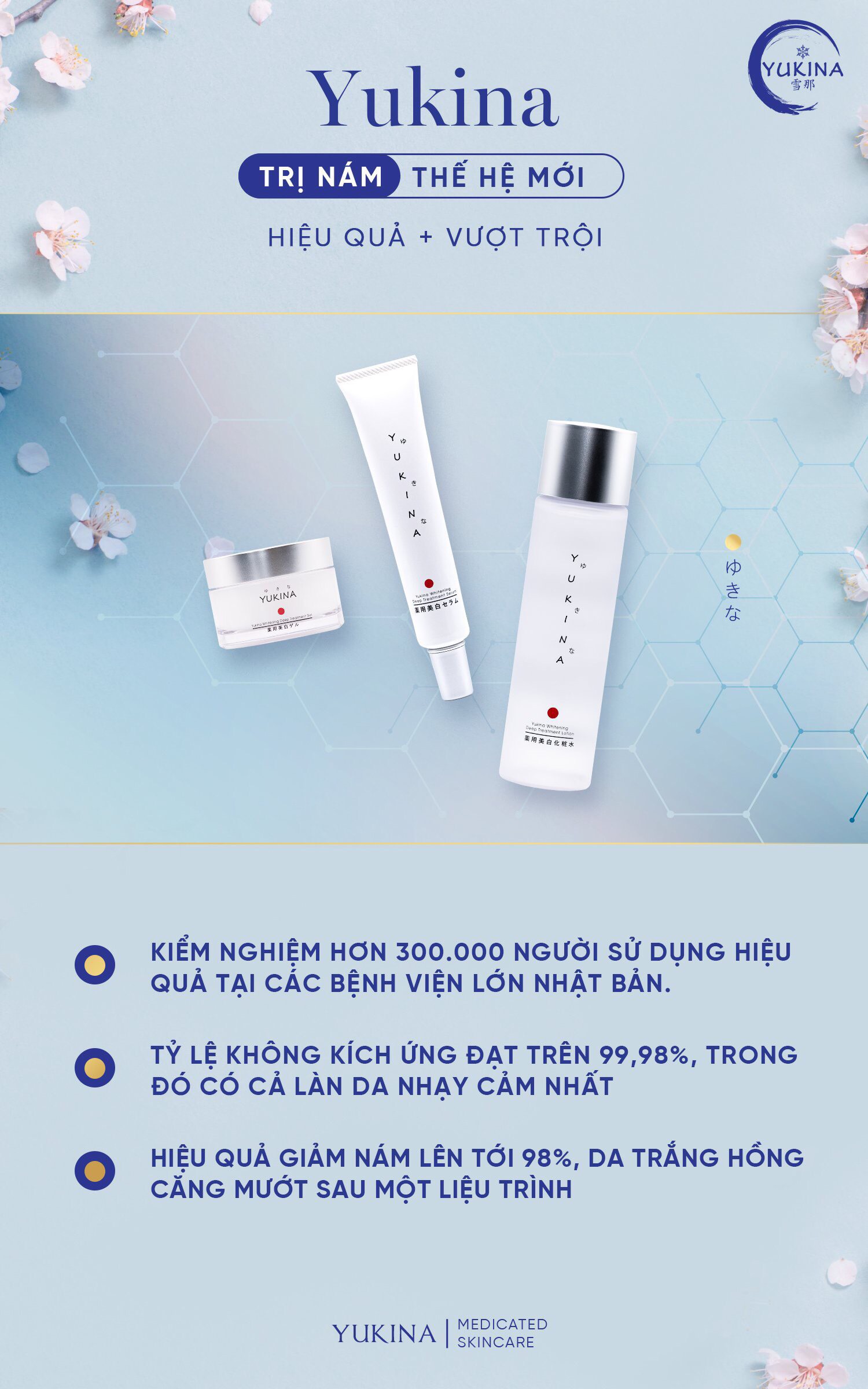 Nước Hoa Hồng Yukina Hỗ Trợ Trị Nám Tàn Nhang Whitening Deep Treatment Lotion 150ml