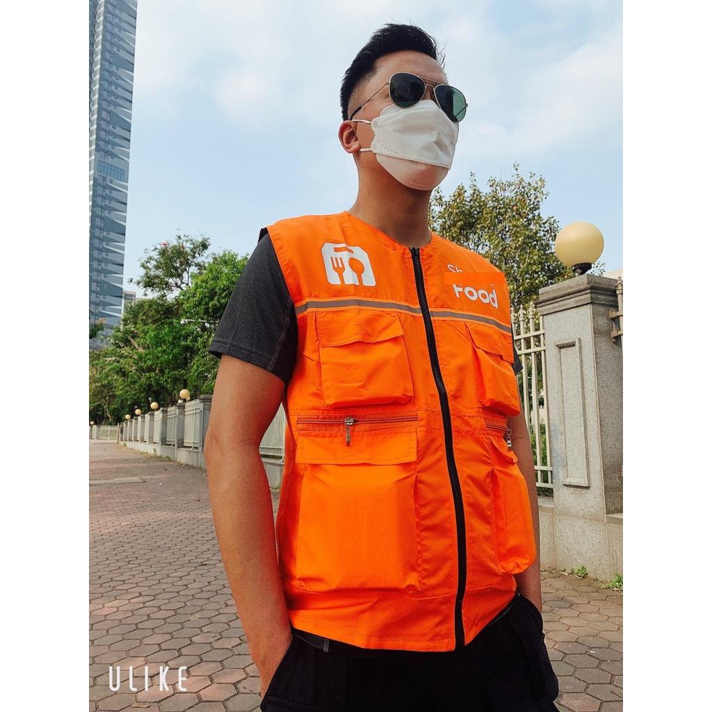 Áo Ghi Lê SPF 2 Mặt Cam Đen Có Phản Quang Đi Đêm